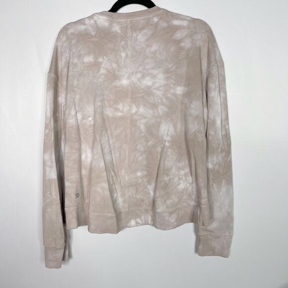 All In Motion Womens S Beige White Tie Dye Crew Neck Sweatshirt Pullover Pockets - Picture 2 of 8
